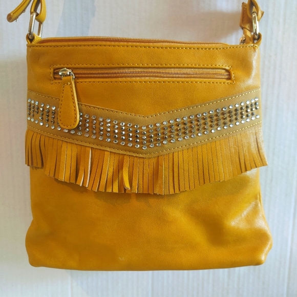 Vieta Fringed Rhinestone Crossbody Bag - Picture 2 of 11